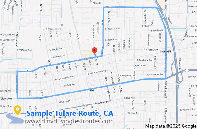 Tulare DMV dmv driving test routes map