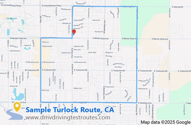 Turlock DMV dmv driving test routes map