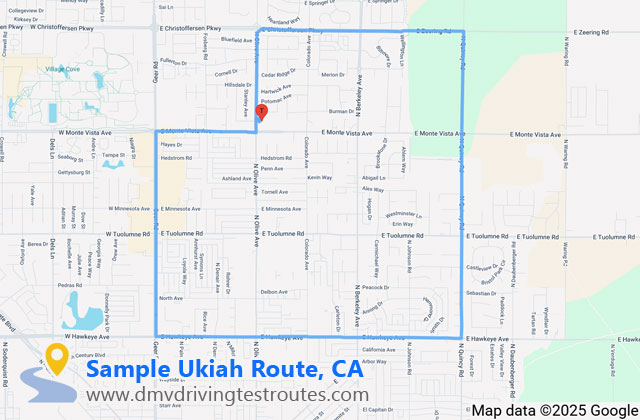 Ukiah DMV dmv driving test routes map