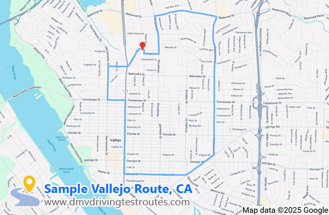 Vallejo DMV dmv driving test routes map