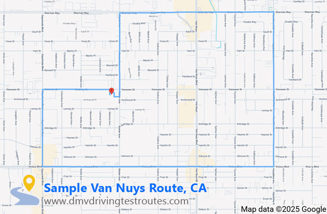 Van Nuys DMV dmv driving test routes map
