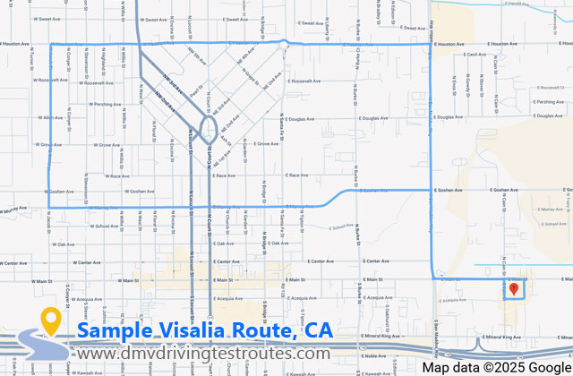 Visalia DMV dmv driving test routes map