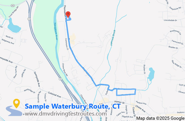 Waterbury DMV dmv driving test routes map