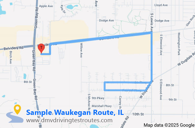 Waukegan SOS dmv driving test routes map