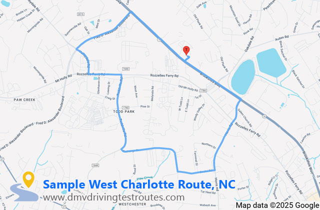 West Charlotte DMV dmv driving test routes map