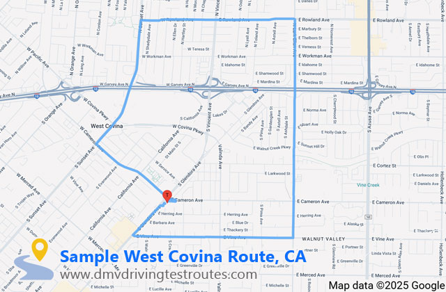 West Covina DMV dmv driving test routes map