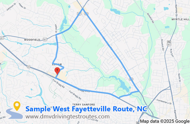 West Fayetteville DMV dmv driving test routes map