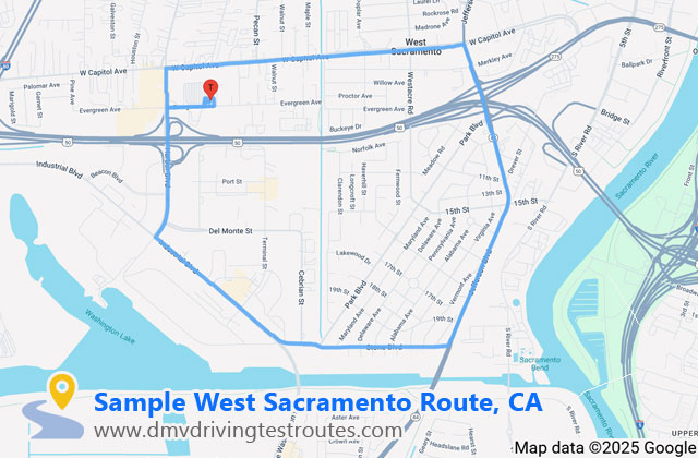 West Sacramento DMV dmv driving test routes map