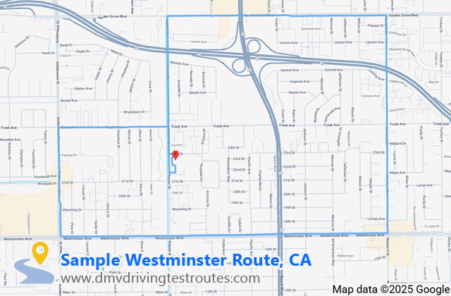 Westminster DMV dmv driving test routes map