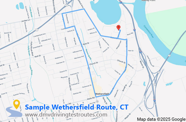 Wethersfield DMV dmv driving test routes map