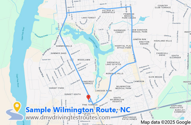 Wilmington DMV dmv driving test routes map