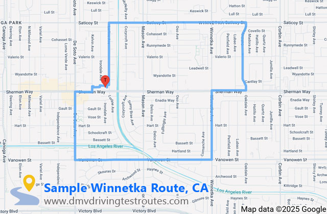 Winnetka DMV dmv driving test routes map