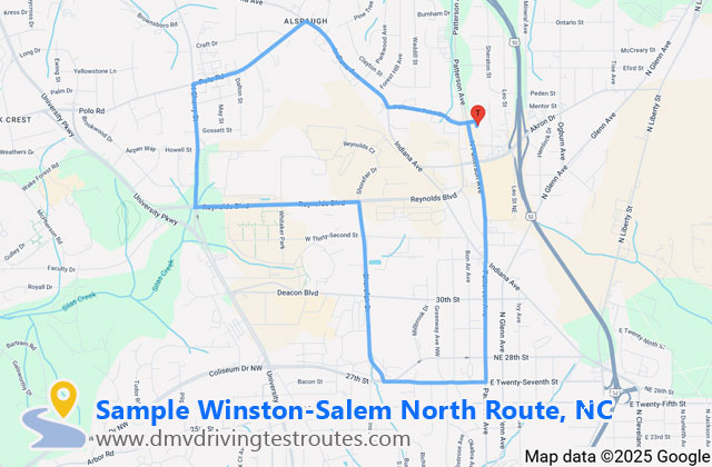 Winston-Salem North DMV dmv driving test routes map