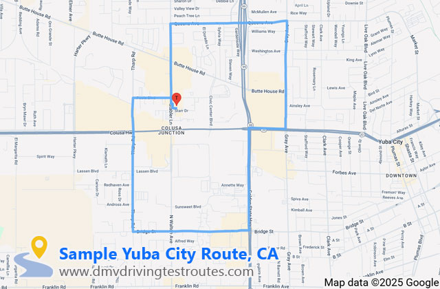 Yuba City DMV dmv driving test routes map